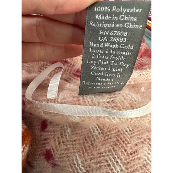 Vince Camuto Pink Twill Striped Tie Waist Ruana Wrap size One Size - Picture 4 of 11